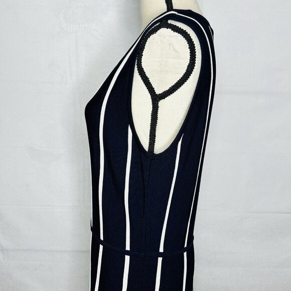 Calvin Klein Sweater Dress Size M Sleeveless Long Navy Blue Striped - Picture 6 of 10